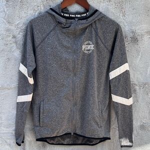 EUC PINK Ultimate Zip track jacket with thumb holes & hood Size XS